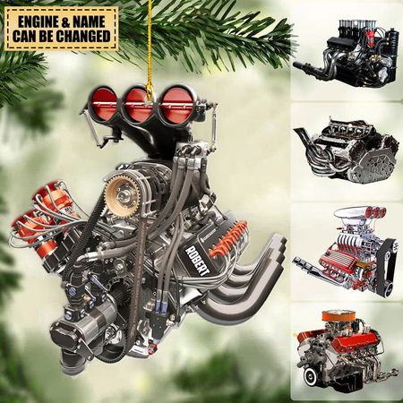 Drag Racing Hot Rod V8 Engine, Custom Drag Racing Ornament, Christmas Gift For Racing Lovers